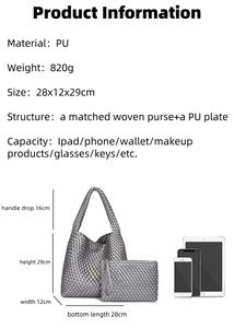 RTS 패션 호보백 수제 직조 캐주얼 여성 핸드백 PU 직조 토트백 여성 숄더백 대형 직조 핸드백 야외용 - Product Image 2