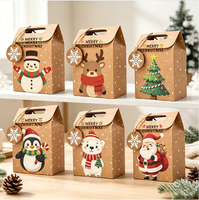Boîtes à bonbons en carton pliables et recyclables avec motif jungle mignon, avec poignée, pour les cadeaux de fête de naissance ou d'anniversaire, emballage cadeau