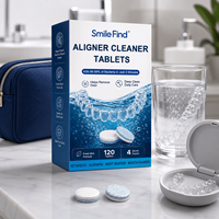 Smile Find 120 Comprimés Nettoyants pour Retainers et Aligners – Élimine les Odeurs et les Taches pour Prothèses Dentaires, Gouttières Nocturnes, Saveur Menthe