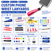 Cordons de téléphone personnalisés en polyester de haute qualité, courts, avec logo personnalisable, pour promotion et porte-clés