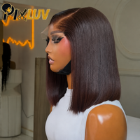 Perruques en cheveux humains vietnamiens bruts, lisses comme des baguettes, double densité, avec fermeture frontale en dentelle HD sans colle, couleur marron ombré, pour femmes noires, vente en gros