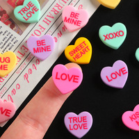 Breloque en résine à dos plat en forme de cœur, motifs 'Love Be Mine', XOXO, 'Miss You', 'Kiss Me', 'Sweet Heart', pour la Saint-Valentin, pour coques de téléphone et créations DIY