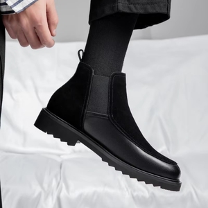 <span class=keywords><strong>Bottines</strong></span> en cuir véritable de qualité supérieure, classiques, élégantes, confortables, à semelle souple, de couleur noire pour hommes - Product Image 3
