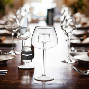 Vente en gros de carafe intégrée transparente et créative en verre borosilicaté résistant à la chaleur à pied haut verre à vin rouge - Product Image 6