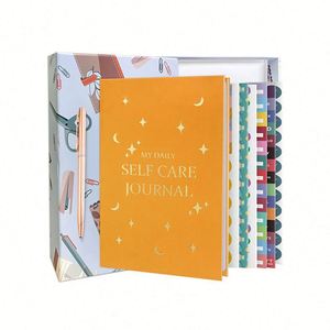 Custom Gold Foil Stamping Printed Thread Sewing Eco-Friendly Leather Hardcover Journal Planner 80 <b>Sheets</b> for School Students A5 - Product Image 1