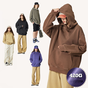 Sweat-shirts à capuche pour hommes de haute qualité, surdimensionnés, lourds, délavés à l'acide, 100% coton, imprimés numériquement, brodés, pour l'hiver - Product Image 1