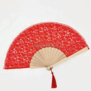 Abanicos Plegables de Tela con Encaje y Diseño Colorido, Ecológicos, Estilo Victoriano Español, para Bodas, Fiestas, Regalos, Adornos de Baile - Product Image 6