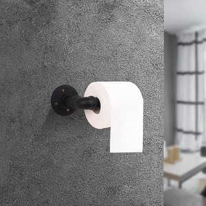 Porte-papier toilette vintage industriel en fer noir, support mural pour serviettes de salle de bain - Product Image 4