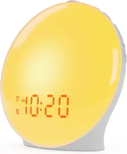 Lámpara de mesa inteligente con Bluetooth, reloj despertador de amanecer, durmientes pesados, dormitorio, sueño, luz nocturna, luz diurna, RGB, lámparas de despertador de Amanecer