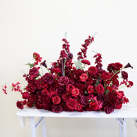 Arrangement de fleurs artificielles, centre de table floral artificiel rouge bordeaux, décoration de table de mariage, décoration d'événements pour banquet, fête, maison