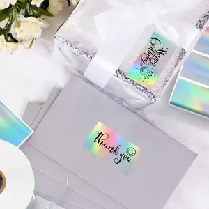 Recyclable Holographic Silvery Thermal Sticker Labels Printable Christmas Wrapping Sticker Glitter Label Packaging Labels