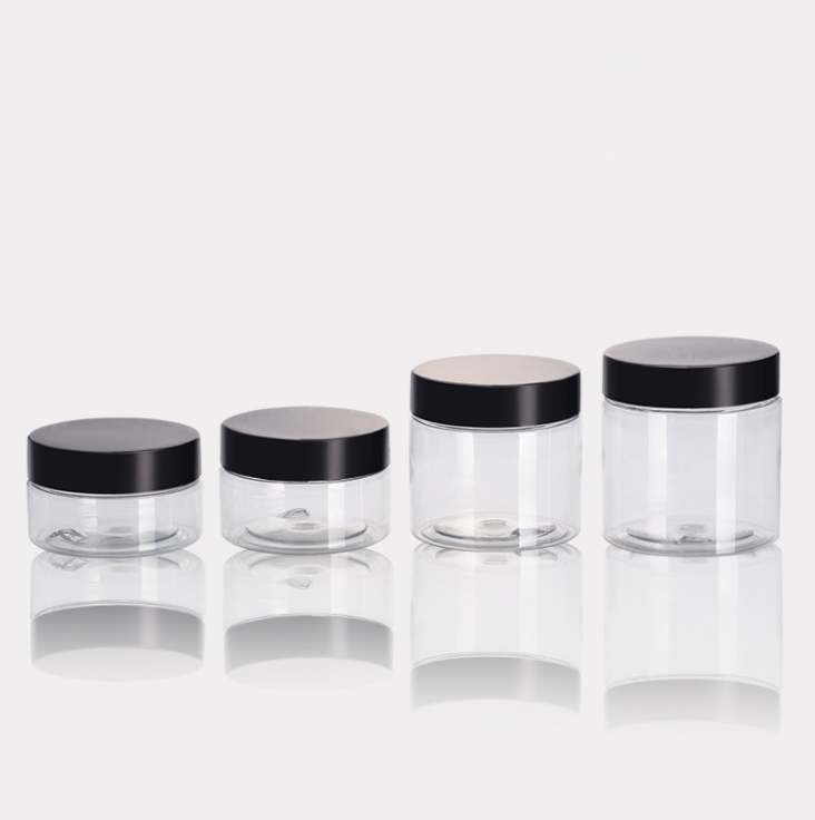 50ml 100ml 120ml 150ml 200ml 250ml 4oz 8oz Clear Plastic Pet Container Food Jar With Custom Plastic Lid Metal Lid