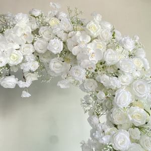 Base en tissu blanc Arrangement de fleurs artificielles décoratif en forme de coeur arc de <span class=keywords><strong>mariage</strong></span> toile de fond décoration d'événement en plein air - Product Image 3