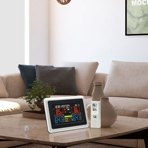 Không dây điện tử trong nhà ngoài trời nguyên tử Trạm thời tiết <span class=keywords><strong>LCD</strong></span> Đồng hồ treo tường với kỹ thuật số áp suất khí quyển Lịch Nhiệt kế - Product Image 1