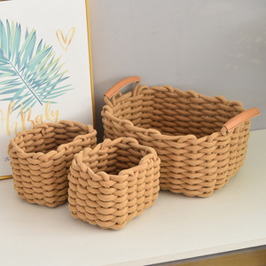 Factory Hot Sale <b>Storage</b> <b>Baskets</b> Woven Cotton Rope <b>Basket</b> Organizing Home Decoration - Product Image 4