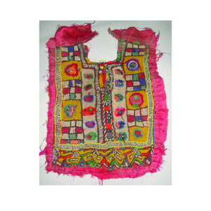 Robes afghanes Fancy Vintage Neck Yoke Broderie Mirror Work Handmade Applique Patch Sewing craft Indian cotton fabric Yoke - Product Image 1