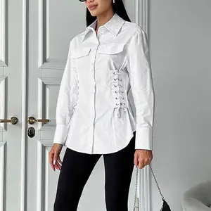 Großhandel 2024 lässig elegant, Bluse Damen kurze Ärmel plissierte Hemden Pus-Größe Damen V-Ausschnitt Mode-Top/