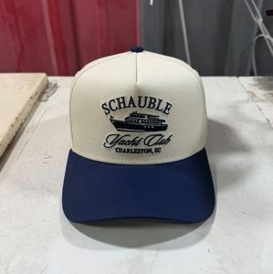 Casquettes de baseball en coton à 5 panneaux Vicky Wedding Hats avec logo inversé, broderie 3D en relief personnalisée, pour adultes, bicolores beige et noir, à fermeture snapback - Product Image 4