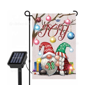 Bendera taman surya 12x18 "desain baru 300D poliester luar ruangan LED halaman cetakan bendera 2 lapis kata bendera dapat Merah kedua sisi. - Product Image 1