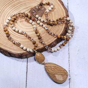 Collar Llamativo de Primavera Verano para Mujer Joyería Bohemia Vintage Personalizable Collar Anudado con Cuentas de Cristal Piedras Preciosas Naturales de 6mm - Product Image 6