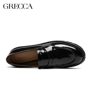 Mocassini eleganti da <span class=keywords><strong>donna</strong></span> con tacco 1, in pelle verniciata, suola spessa antiscivolo, in montone, con punta personalizzata, alla moda, stile <span class=keywords><strong>Derby</strong></span> - Product Image 3