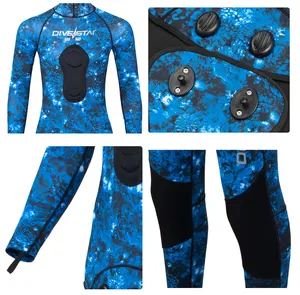 DIVESTAR Nice Quality Super Stretch Neoprene Men der 0.5mm Blue Camo Spearfishing Suit