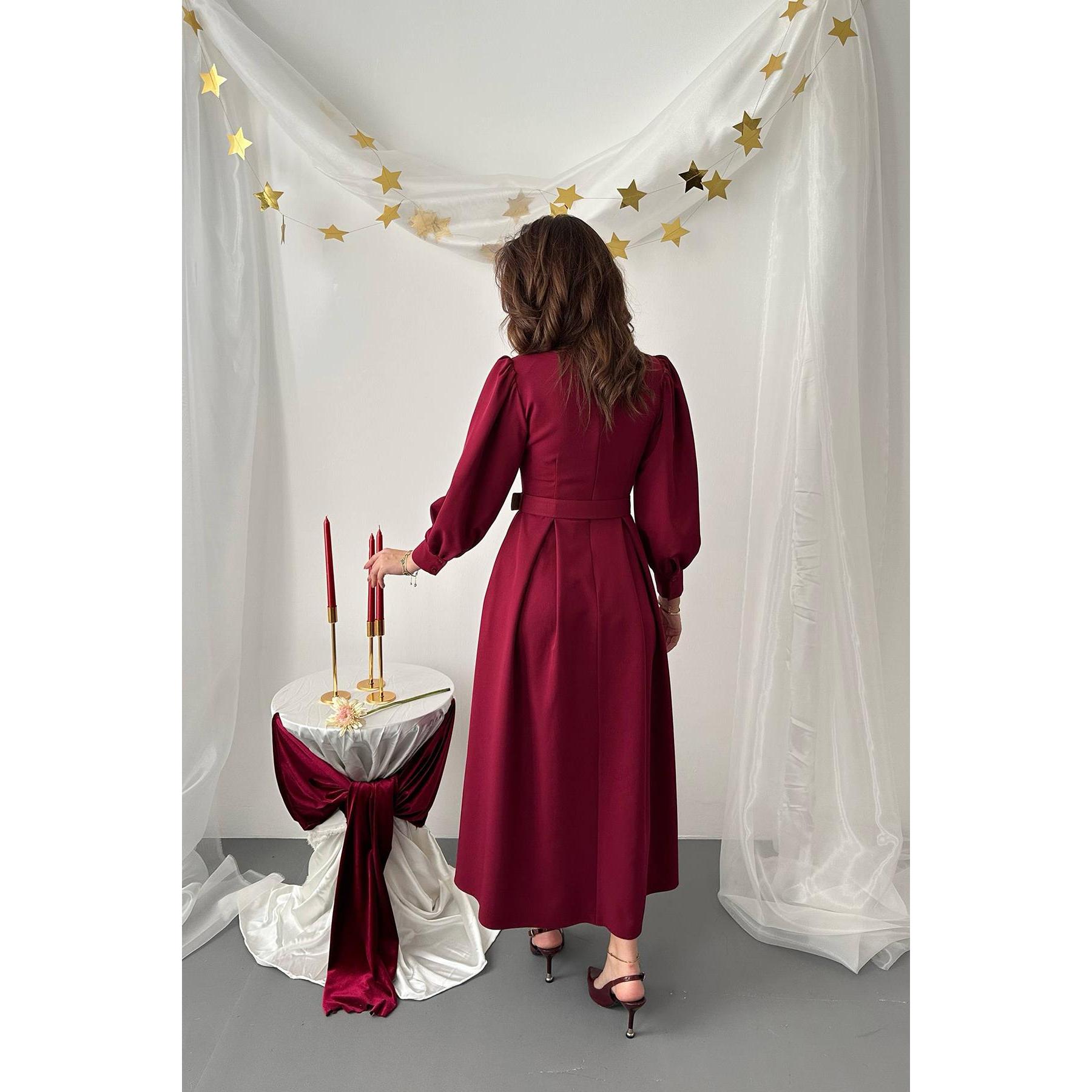 Wholesale Burgundy Lace-Up Floor-Length Evening Dress Formal A-Line Ball  Gown with Scoop Collar for Parties Formal Occasions| Alibaba.com