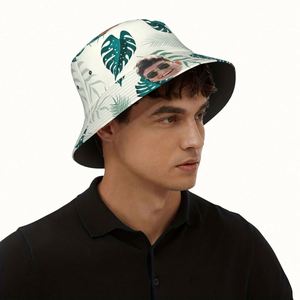 Custom Photo Bucket <b>Hat</b> Personalized Tropical Leaf Design Fun <b>Summer</b> Travel Fishing Cap for Men and <b>Women</b> Cartoon Pattern - Product Image 5