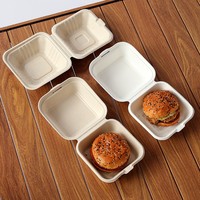 Boîte alimentaire jetable en pulpe de papier écologique biodégradable pour emporter, idéale pour le beurre, le riz, les gâteaux, les burgers, les croissants et les pâtisseries