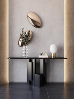 Table de console en métal de luxe léger et moderne avec plateau en dalle de roche pour couloir, maison, hôtel, mobilier nordique
