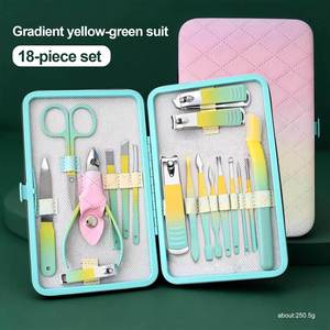 Ensemble de manucure et pédicure en acier inoxydable 18 pièces, coupe-ongles, pince à cuticules, ciseaux, kit d'outils de soin des ongles personnels pour la maison et le salon - Product Image 1
