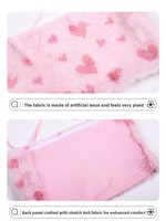 Kostum Tari Jazz Anak Perempuan Atasan Berbulu Bentuk Hati dengan Kerah Halter Rok Bulu Merah Muda Lengan Pita Putih Pakaian Kompetisi dan Pertunjukan
