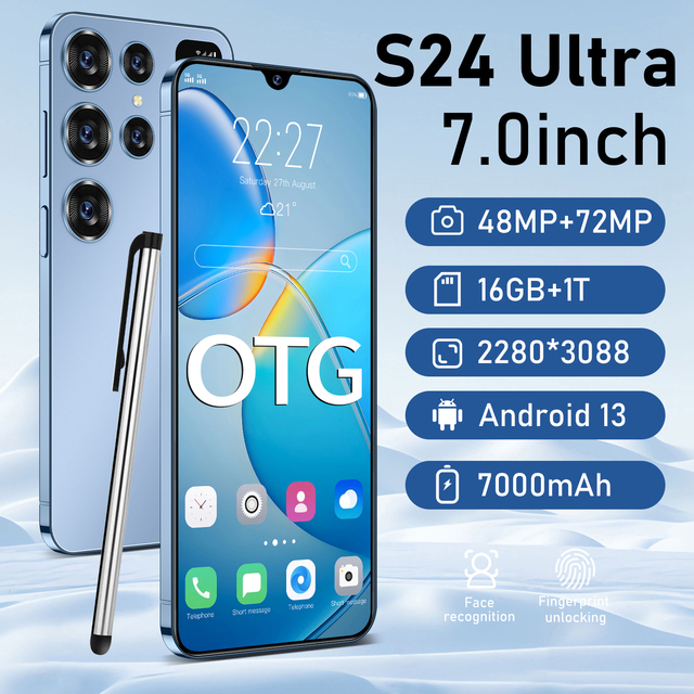 Smartphone l High Quality S24 Ultra 5G Smartphone Unlocked Mobile Phones Mobiles Android 13.0 Cell Phone