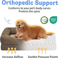 Grand lit orthopédique pour chien imperméable avec rebord 360° en mousse alvéolée, canapé douillet pour animaux, lavable, pour détaillants et usines sur mesure