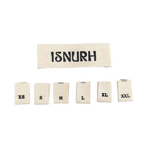 맞춤형 로고 고급 재활용 중간 접이식 면 새틴 인쇄 라벨 세탁 관리 라벨 천연 면 라벨 의류용 - Product Image 3