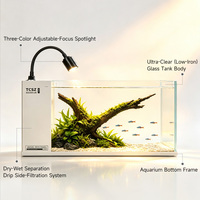 Aquarium de bureau en gros d'usine OEM ODM avec filtre intégré sec-humide et projecteur LED 3 couleurs – Kit d'aquarium personnalisé