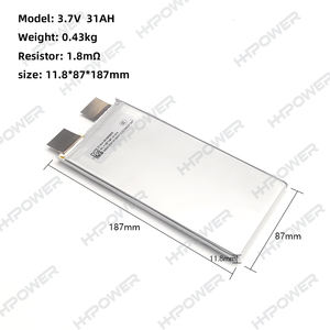 高放電率25C 3.7V 31AH半固体リチウムイオン充電式バッテリー（RCドローン用、2000サイクル） - Product Image 2