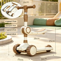 Trottinette pour enfants OEM ODM, hauteur réglable, rangement facile, 3 roues avec siège