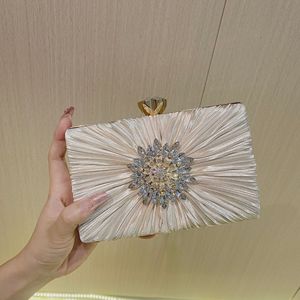 New for Cross Border Birthday Wedding Silk <b>Clutch</b> Pleated Shiny Rhinestone Dress Evening Bag Bag Tanjing - Product Image 3