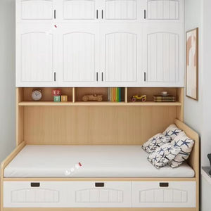 ชุดห้องนอนปรับแต่งได้ทันสมัยพร้อมตู้<span class=keywords><strong>เสื้อผ้า</strong></span>เสื่อตาตามิแบบบูรณาการและตู้หนังสือประหยัดพื้นที่เตียงไม้เอ็มดีเอฟอพาร์ทเมนต์ขนาดเล็กสำหรับเด็ก - Product Image 1