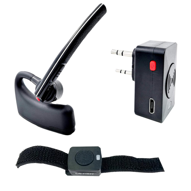 Wireless Bluetooth Earhook Headset +3.5mm Audio Transmitter & Push Control Ring for TV/PC