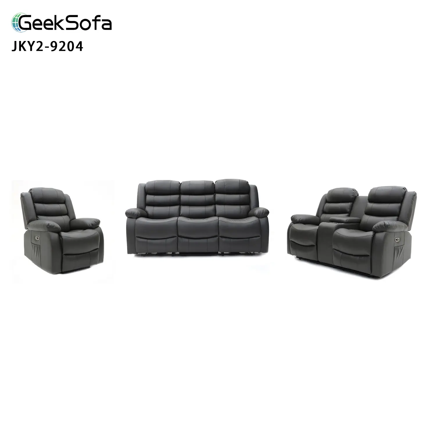 أريكة حديثة 3+2+1 من Geeksofa تعمل بالطاقة الكهربية مصنوعة من الجلد المرن مع وحدة تحكم وتدليك لأثاث غرف المعيشة