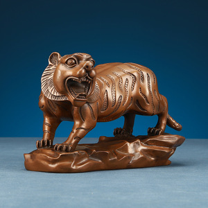 Figurine du zodiaque du tigre en cuivre, décoration artisanale pour la maison, ornement pour le salon - Product Image 2