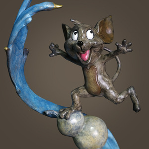 Figura Decorativa de Ratón Feliz, Totalmente en Latón, para Decoración del Hogar, Sala de Estar, Escritorio, Estilo Contemporáneo, Regalo - Product Image 1