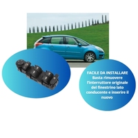 Interrupteur de lève-vitre électrique à bascule 12V DC 3A, panneau en plastique noir à monter sur la porte avant côté conducteur pour Citroën C4 2004-2015