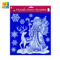 Offre Spéciale décor hiver flocon de neige traîneau elk bonhomme de neige motif double face voyant voiture fenêtre réutilisable autocollants statiques