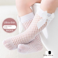 Chaussettes pour bébé en coton ultra-fines respirantes chaussettes tubulaires mi-hautes mignonnes avec un nœud design décontracté été nouveau-nés tout-petits