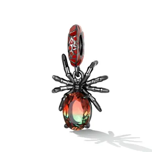 Qings Jewelry DIY 925 Sterling Silver Dark Spider Pendant Charm With Good Workmanship