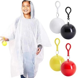 <b>Disposable</b> <b>Rain</b> <b>Poncho</b> For Children PE Material Compact Ball Design Travel Use Universal Fit Simple Style - Product Image 5