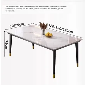 طقم كرسي طعام من الحجر الإيطالي الحديث البسيط مع 6 مقاعد بتصميم فاخر لغرف الطعام/المعيشة الصغيرة - Product Image 5